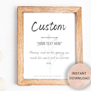 Custom Baby Name Meaning, Baby Nursery Sign, Printable Baby Name Sign, Instant download, Custom sign, Printable name meaning, Baby Gift