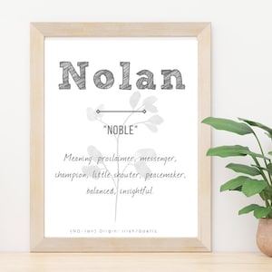 Nolan Babys Name Sign Baby Boy Nursery Sign Baby Names Meaning Instant download Nolan sign, Printable baby shower gift new mom gift Boy sign