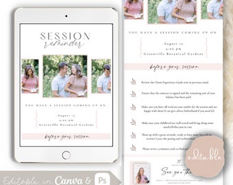 Newsletter Template, Session Reminder Email, Photography Email Template, Family Photography, Canva Template, Photoshop Template