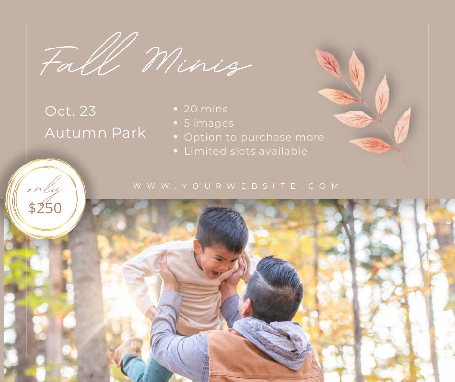 Minimalist Fall Mini Session Template, Photography Marketing Board ...