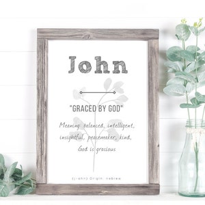 John Baby Name Meaning, Baby Nursery Sign, Printable Baby Name Sign, Instant download, John nursery sign, Printable name meaning, Baby boy