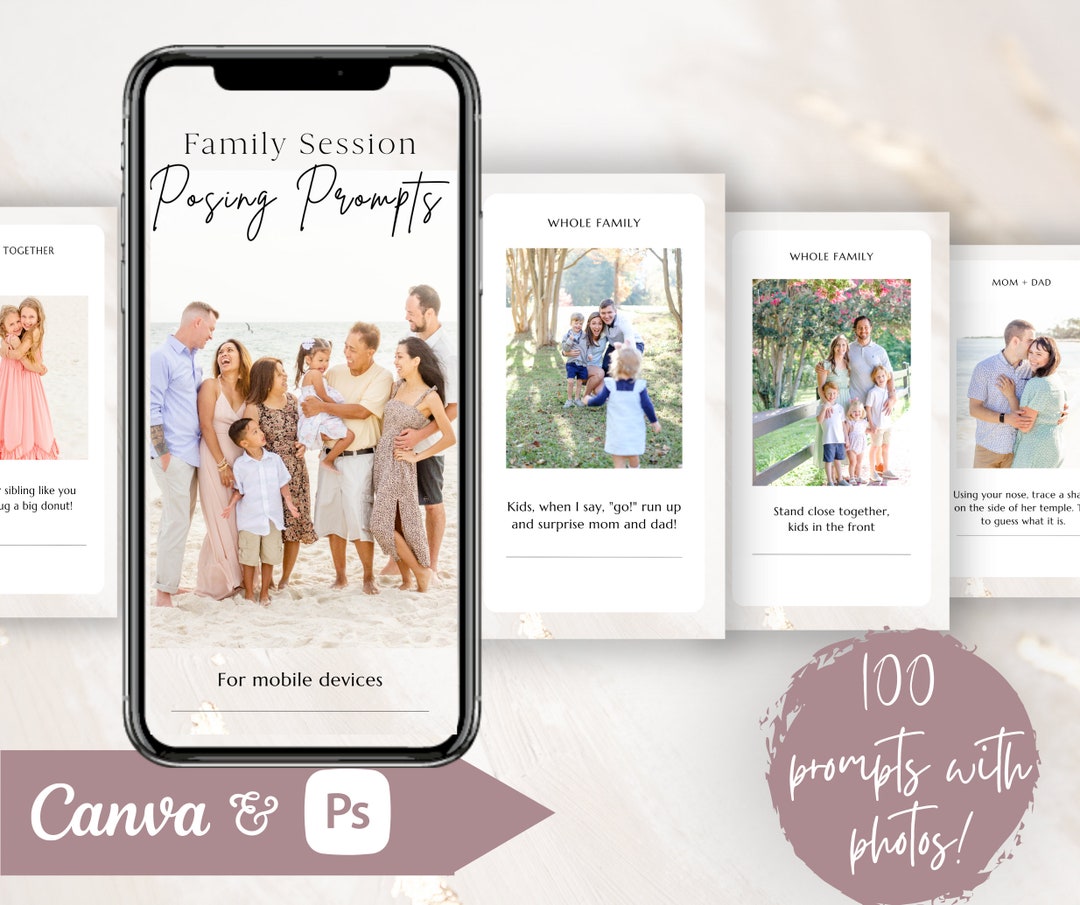 Family Posing Guide, Posing Prompts for Family Photographers, Mini Sessions, 100 Posing Prompts
