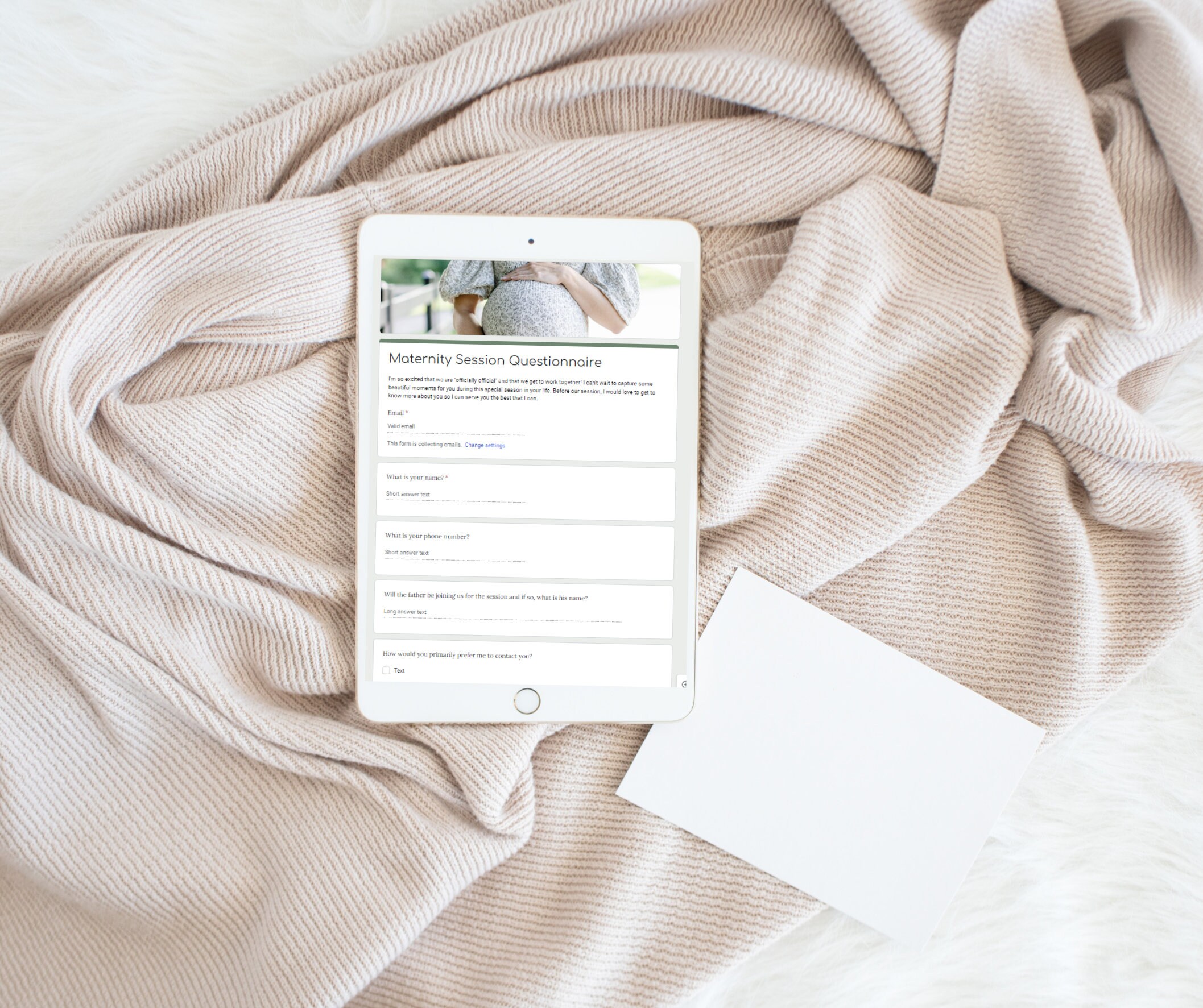 Maternity Session Questionnaire, Questionnaire for Photography Template