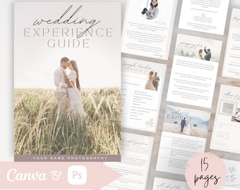 Guide expérience client mariage, Guide de mariage, Photographe de mariage, Guide des modèles Canva, Guide Photoshop, Guide du photographe, Modifiable