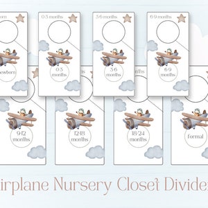 Printable Airplane Baby Boy Closet Dividers, Nursery Organization, Plane Decor, Baby Boy Shower Gift, Baby Clothing dividers