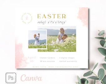 Easter Mini Session Template, Easter Minis, Easter Photo Session Ad, Spring Marketing Board, Photoshop and canva, instant download