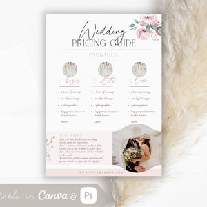 Wedding Pricing Guide, Photography Pricing Guide Template, Editable Pricing Template, Photoshop template, Canva template, Photographer Guide