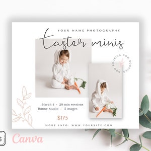 Easter Mini Session Template, Easter Minis, Spring Minis, Photography Marketing Template, Canva Template, Photoshop Template, Editable