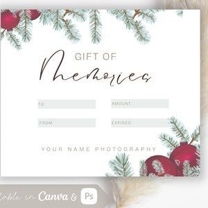 Weihnachtsfotograf Geschenkgutschein Vorlage, Weihnachtsgeschenkkarte für Fotografen, Fotografie Gutschein, Weihnachtsfotografie Geschenkkarte
