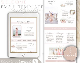 Welcome Email Template, Photographer Email Template, Canva Template, Photoshop Template, Photographer Newsletter, Mailchimp, Editable Email