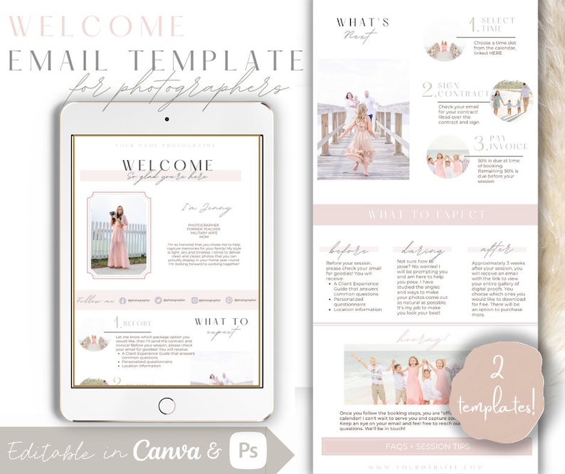 Welcome Email Template Photographer Email Template Canva Template