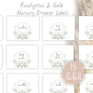 Eucalyptus Printable Nursery Drawer Labels, Basket Labels, Baby Girl, Nursery Organization, Nursery Decor, Print Yourself, Instant download