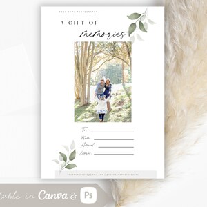 Photographer Gift Certificate Template, Gift Card for Photographer, Photography Voucher, Photography Gift Card, Christmas Gift, Canva