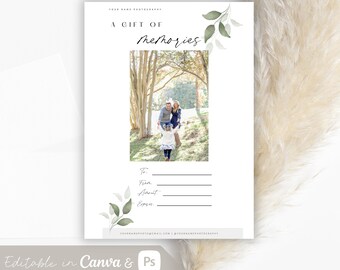Photographer Gift Certificate Template, Gift Card for Photographer, Photography Voucher, Photography Gift Card, Christmas Gift, Canva