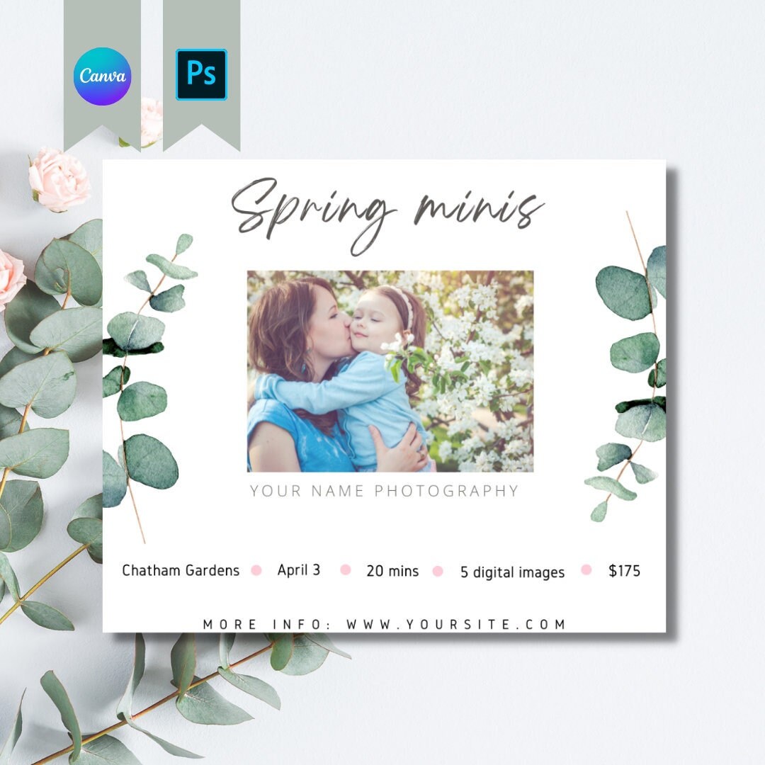 Spring Mini Session Template Ad, Spring Minis Ad, Spring Marketing ...