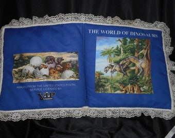 CLOTH PILLOW BOOK  "The World of Dinosaurs" Vintage Bedtime Storries