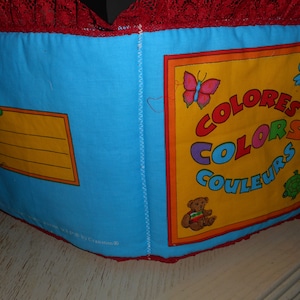 CLOTH PILLOW BOOK &quot;Colores Colors Couleurs&quot; Vintage  3 Languages