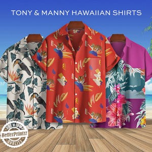 Tony Montana Hawaiian Shirt, Scarface Shirt Replica, Manny Ribera Shirt, Mafia Costume Cosplay, Halloween Gangster Costume, Gift for Men