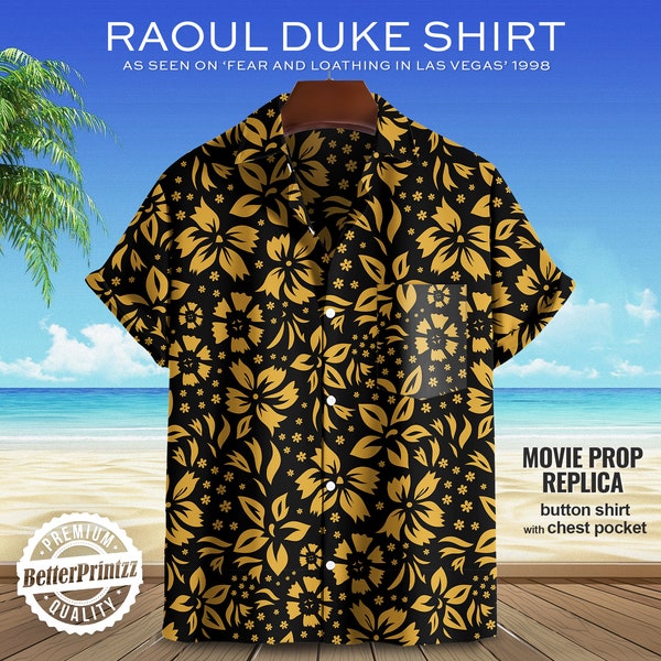 Raoul Duke Hawaiian Shirt, Fear and Loathing in Las Vegas, Hunter S Thompson Costume, Mens Aloha Shirt from Movie Costume Cosplay, Halloween