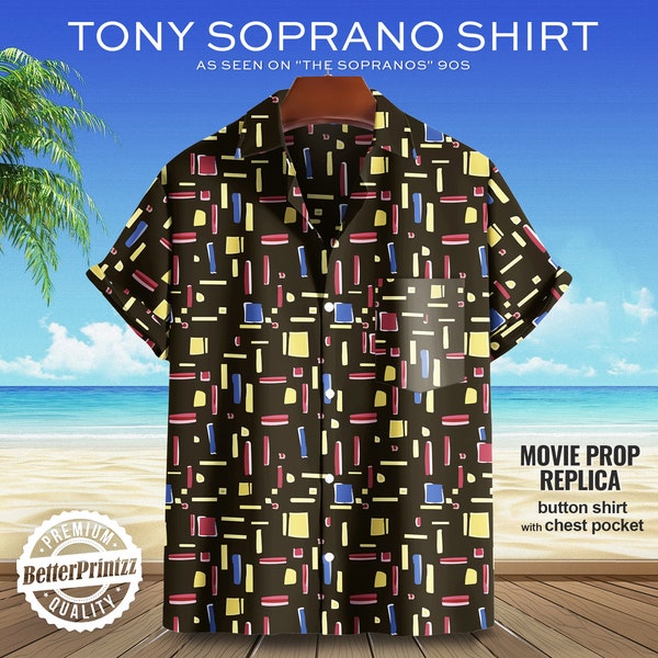 Tony Soprano Hawaiian Shirt, The Sopranos Costume, Tony Soprano Shirts, 90s Halloween Costume Shirt, Soprano Cosplay Movie Prop Replica