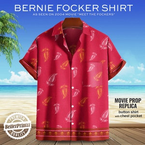 Bernie Focker Hawaiian Shirt from Meet The Fockers , Bernie Focker Cosplay, Dustin Hoffman Costume, Film Halloween Costume, Movie Prop Shirt