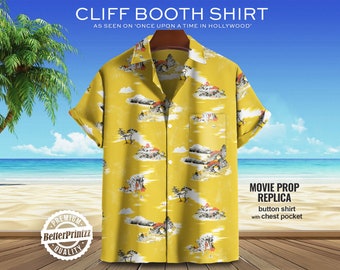Cliff Booth Hawaiian Shirt, Once Upon a Time in Hollywood, Brad Pitt Hawaiian Shirt Movie Prop Halloween Costume Shirt, Cliff Booth Cosplay