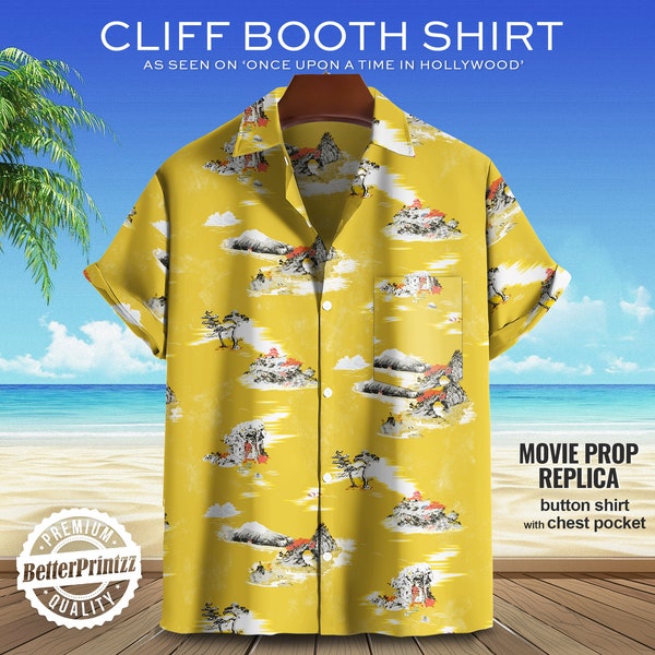 Chemise hawaïenne Cliff Booth, il était une fois à Hollywood, chemise hawaïenne Brad Pitt, accessoire de film, chemise de costume d'Halloween, Cosplay de Cliff Booth