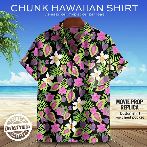 Chunk Hawaiian Shirt from The Goonies Movie, Truffle Shuffle Hawaiian Shirt, Chunk Cosplay, Chunk Costume, Funny Halloween Costume Shirt