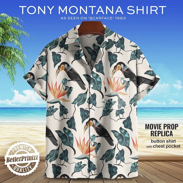 Tony Montana Hawaiian Shirt, Scarface Aloha Shirt Replica, Men Shirt from Movie Costume Cosplay, Halloween Tony Montana Shirt, Gift for Him