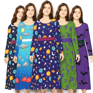 Vestito Frizzle da insegnante di scienze, serie di cartoni animati per scuolabus, costume Frizzle, costume da insegnante di Halloween per donna, cosplay Frizzle
