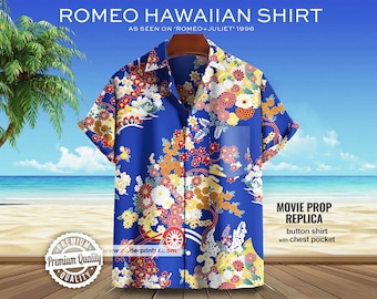 Romeo Hawaiian Shirt, Romeo and Juliet Movie, Leonardo DiCaprio Mens Hawaiian Shirt from Movie Costume Cosplay, Halloween Gift for Him Her