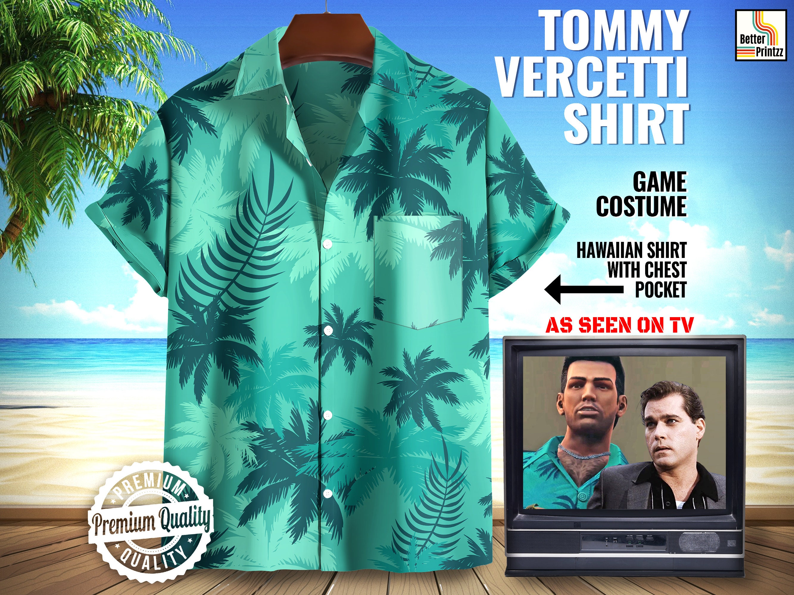 Tommy Vercetti Hawaiian Shirt and Shorts GTA Vice City - Skullridding