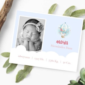 Imagem de nascimento horizontal/Folha imprimível personalizada/Decoração de quarto de bebê/Presente de recém-nascido. FORMATO DIGITAL.