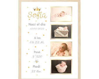 Lámina de nacimiento personalizada. Natalicio personalizado, decoración habitación bebé. Regalo recién nacido. Formato digital o impreso.