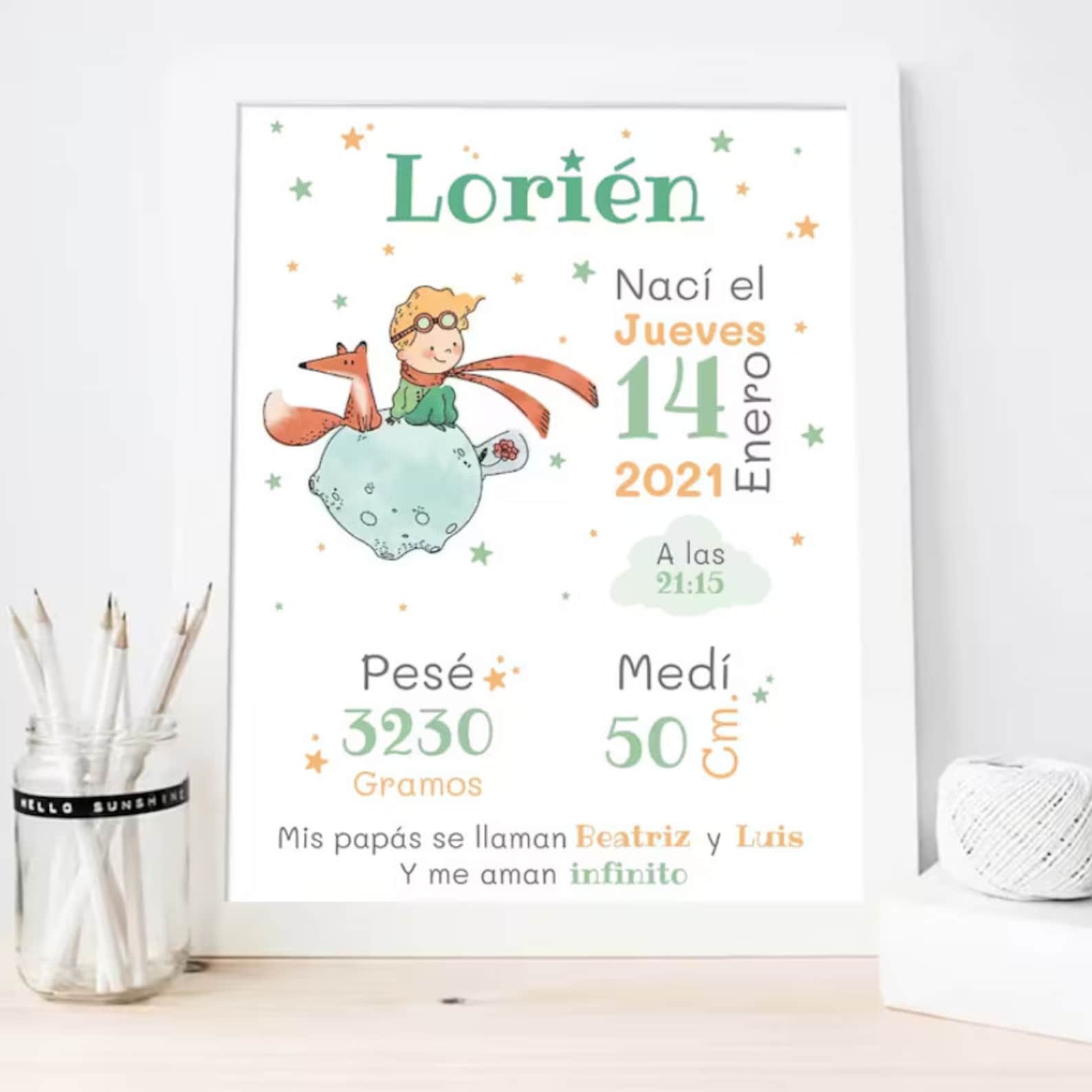 Birth Chart. Personalized Printable Sheet. Baby Room Decoration ...