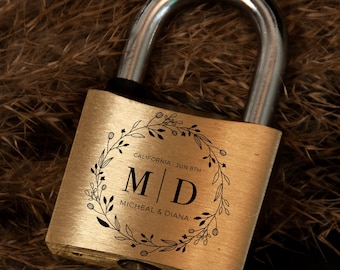 Cadenas personnalisé | Serrure pour les amoureux | Anniversaire de mariage | Cadeau | Serrure d'amour gravée | Cadenas coeur | Cadeau Saint-Valentin | Serrure pour amoureux en laiton