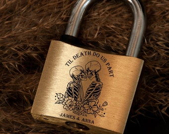 Personalized Padlock | Lover's Lock | Wedding Anniversary | Gift | Engraved Love Lock | Locked in Love | Valentines Gift | Halloween Padlock