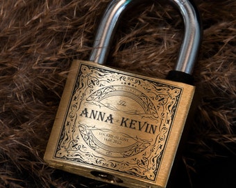 Personalized Padlock | Lover's Lock | Vintage Engraved Padlock | Engraved Love Lock | Locked in Love | Valentines Gift | Brass Lovers Lock