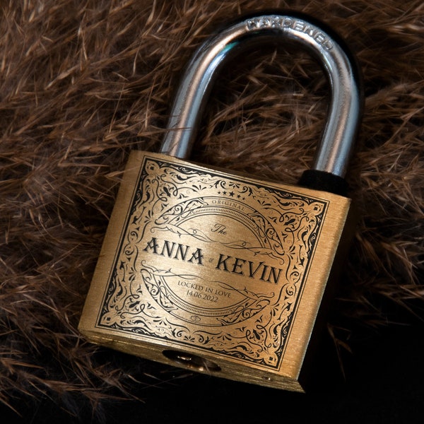 Personalized Padlock | Lover's Lock | Vintage Engraved Padlock | Engraved Love Lock | Locked in Love | Valentines Gift | Brass Lovers Lock