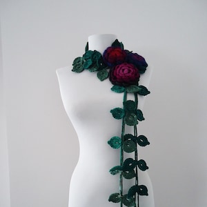 Pastel Crochet Scarf Necklace: Rose Lariat