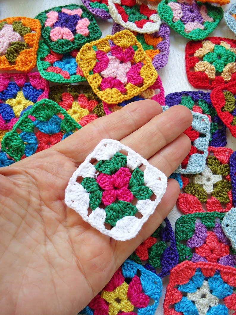 40 Quadrados de Crochê de Algodão Giza para Vovó: Suprimentos para Apliques Coloridos imagem 2