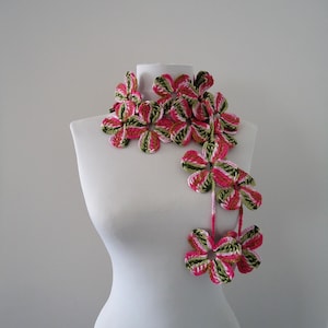 Colorful crochet scarf women accessories lariat scarf beautiful flowered scarf for women