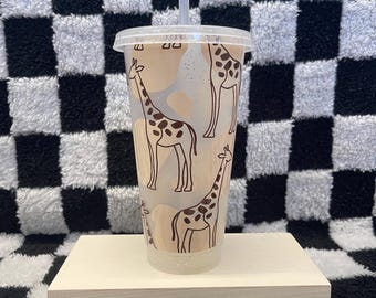 Giraffe design glitter cold cup