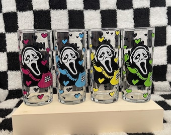 Scream Inspired hiball glass spooky face pink blue yellow green birthday gifts horror no you hang up halloween NEW SIZES!!