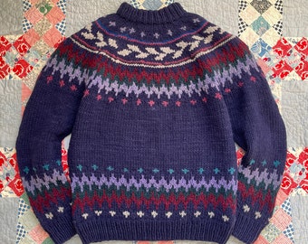 Vintage Hand Knit Fair Isle Heavy Weight Sweater