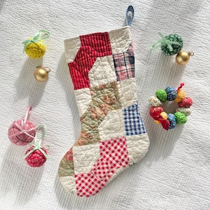 Vintage Quilt Christmas Stockings - Bow Tie Pattern No.1