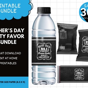 Sacs de chips et plus pour la fête des pères, téléchargement immédiat, étiquettes imprimables pour barres chocolatées et bouteilles d'eau pour papa, fête des pères/brunch, FD02