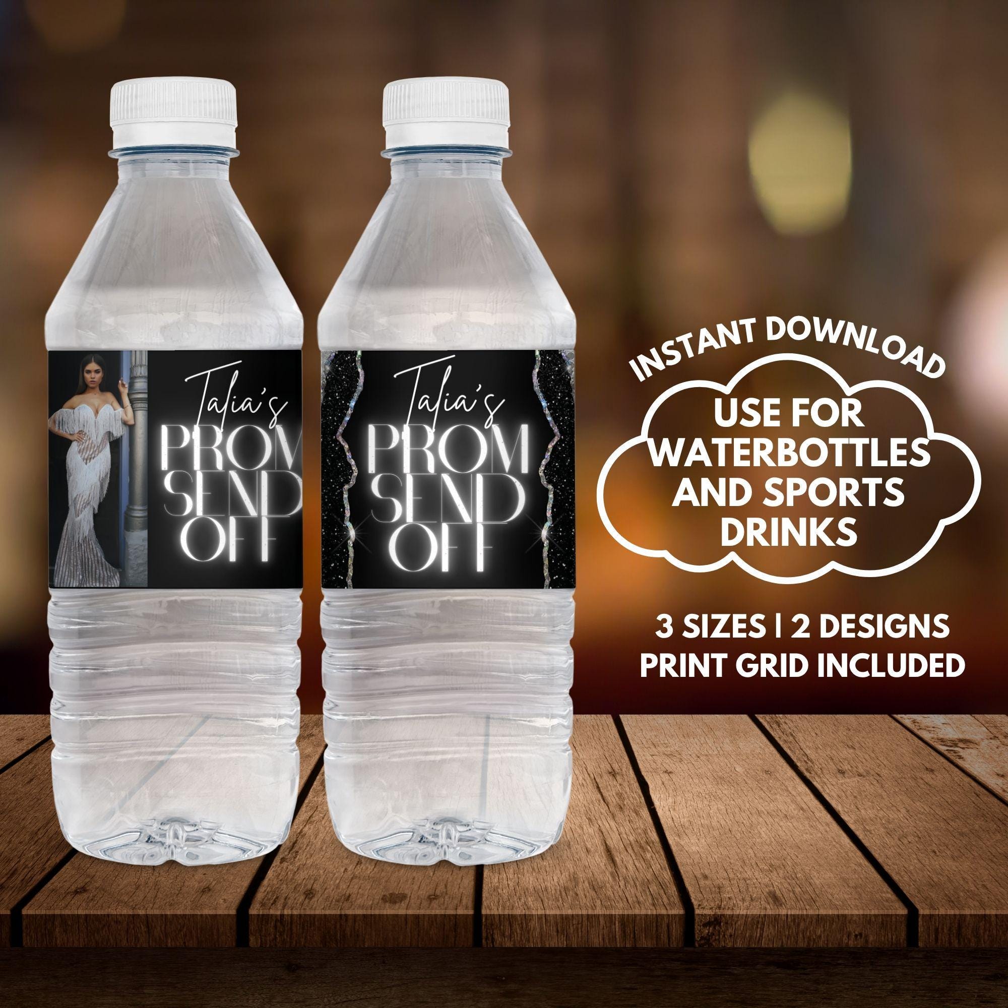 Prom Drinks Prom Send off Water Bottle Label, 2026 Party Favor Canva Template, Glam ...