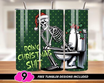 Funny Christmas Tumbler Wrap, Holiday 20 oz Skinny Tumbler Wrap, Skeleton Christmas Tumbler PNG, Xmas Sublimation Design, Dad Shit Tumbler