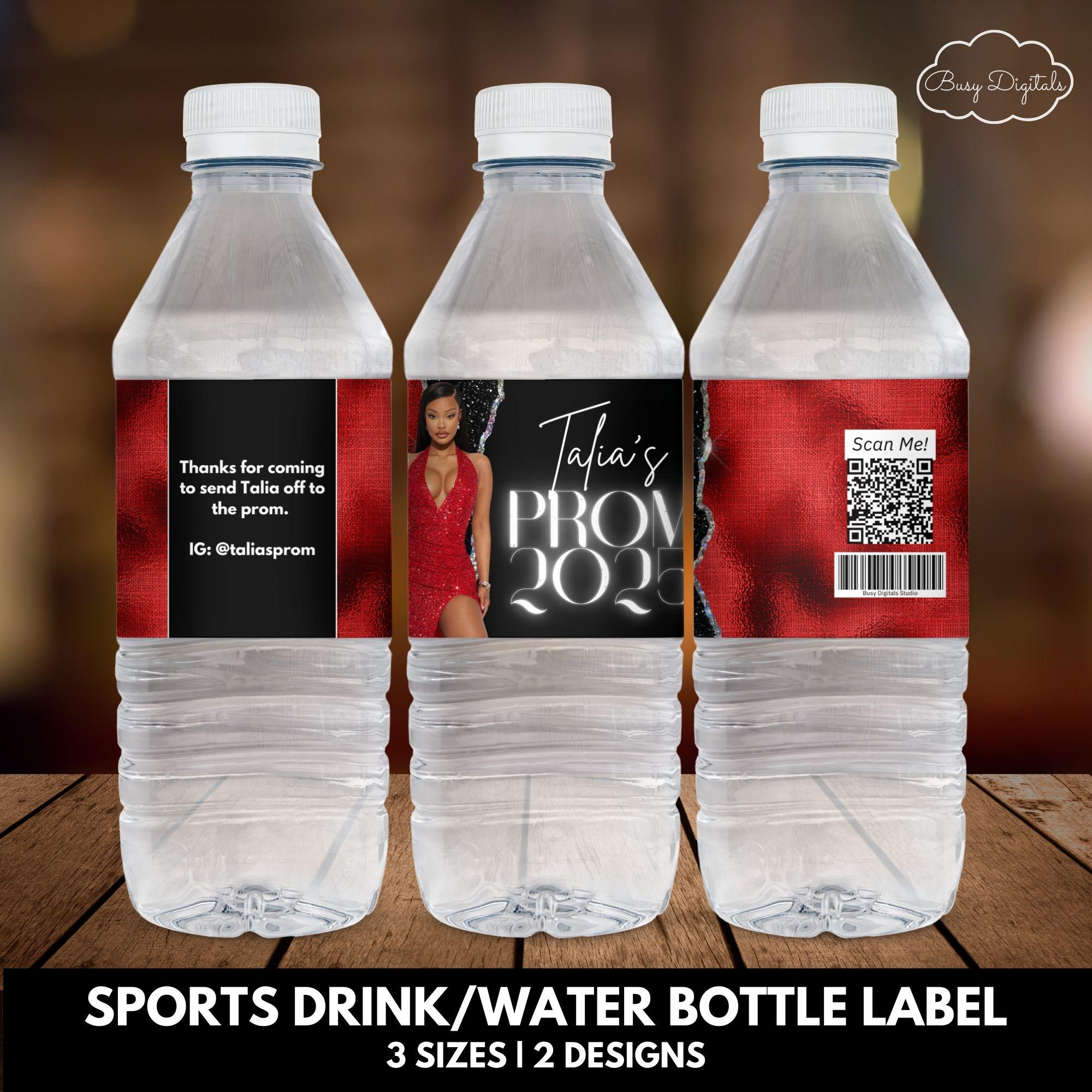Prom Drinks Prom Send off Water Bottle Label, 2026 Party Favor Canva Template, Glam ...